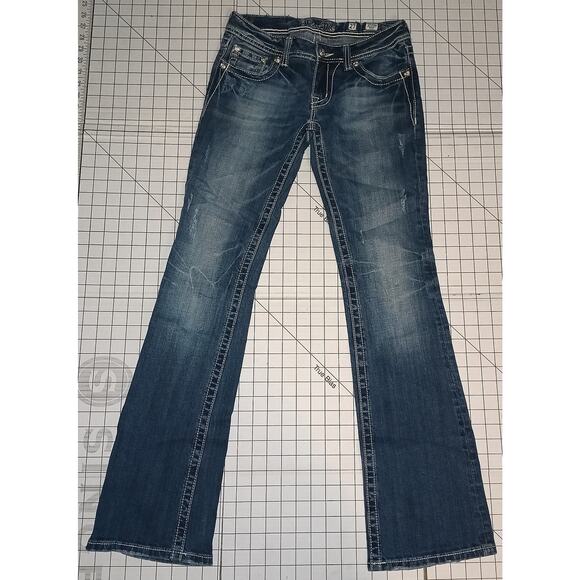 Miss Me Vintage Y2K Blue Stretch Denim Rhinestone Detailed Bootcut Jeans 27 - Picture 1 of 13